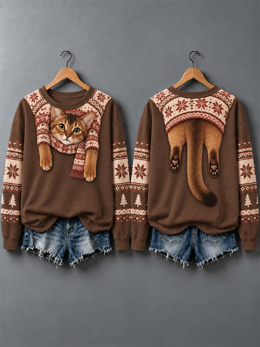Women's Cute Cats In Autumn And Winter Print Sweatshirt