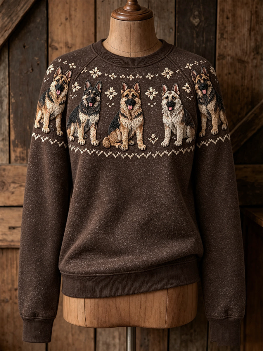 Women's Vintage German Shepherd Dogs Yoke Isle Print raglan sleeve sweatshirt