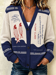 Women's Faith Print Cardigan-Style Knit Jacket