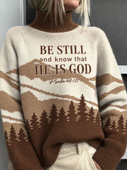 Women's Be Still And Know That He Is God Print  Turtleneck sweater