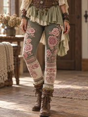 Women's Fall/Winter Floral Art Prtinted Leggings