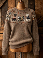 Women's cute dog design casual raglan sleeve sweater