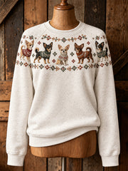 Women's cute puppy design casual raglan sleeve sweatshirt