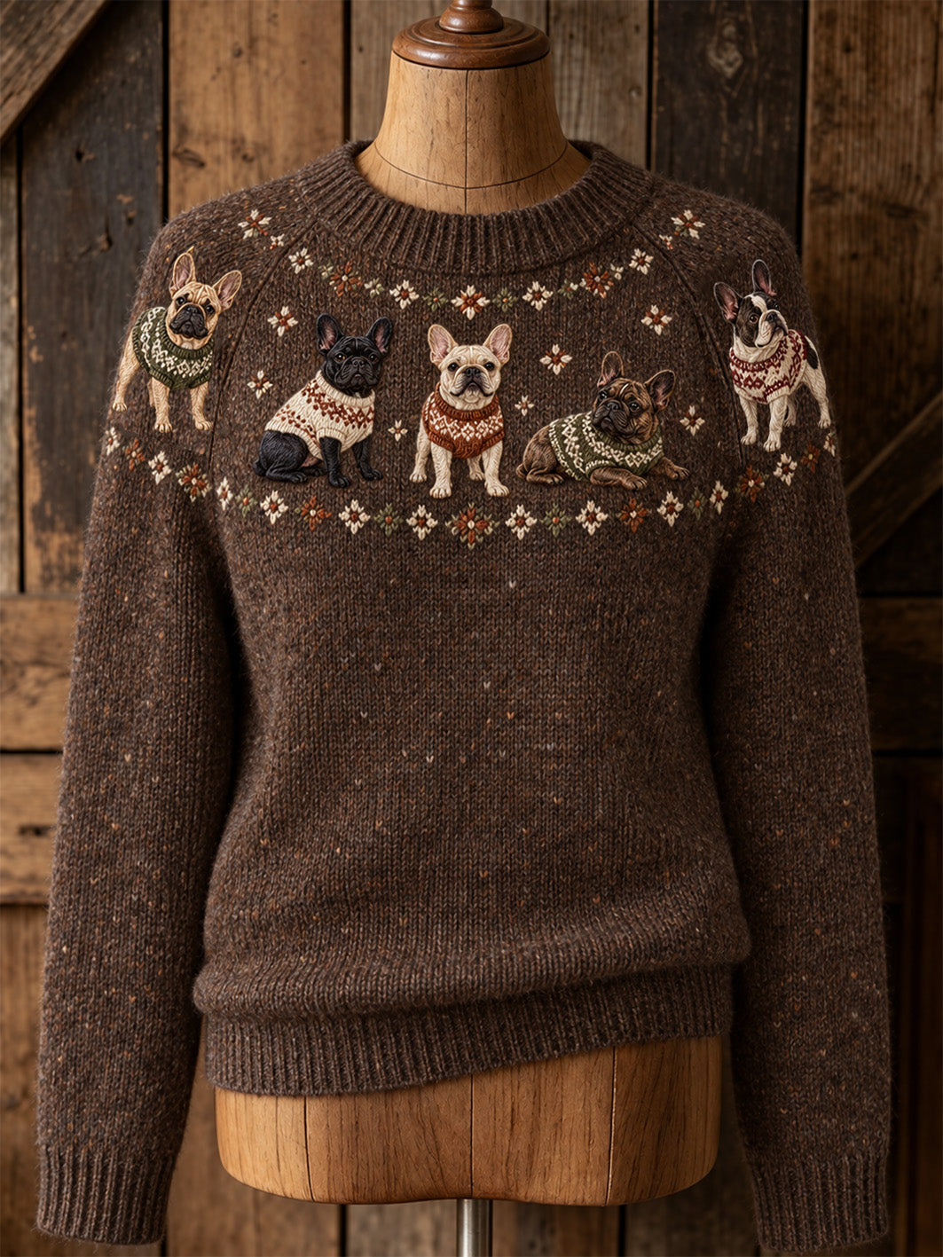 Women's cute dog design casual raglan sleeve sweater