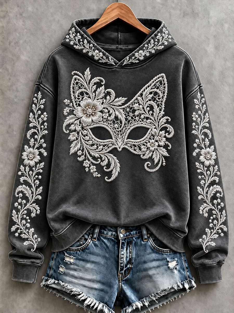 Women's Floral Cat Mask Hoodies