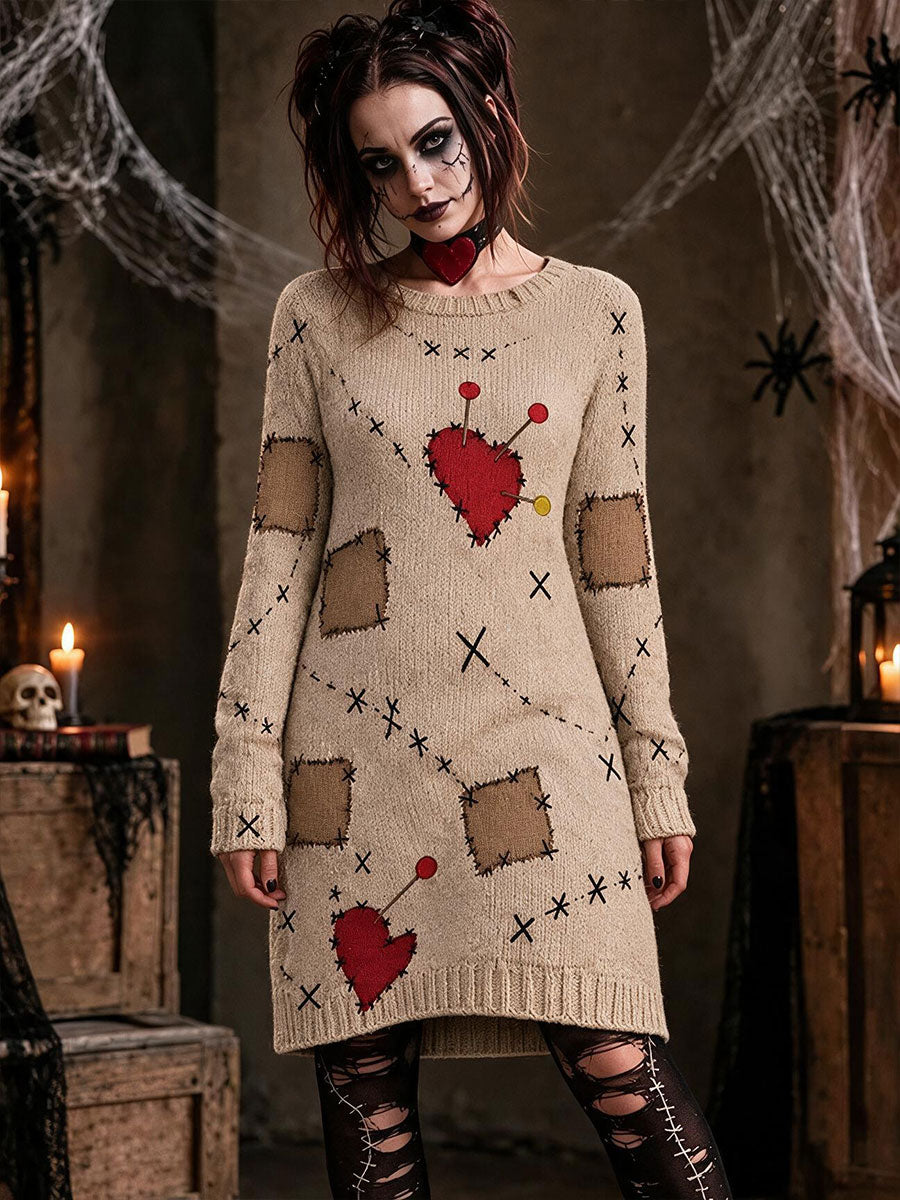 Women's Gothic Voodoo Doll  Artistic Knit Dress