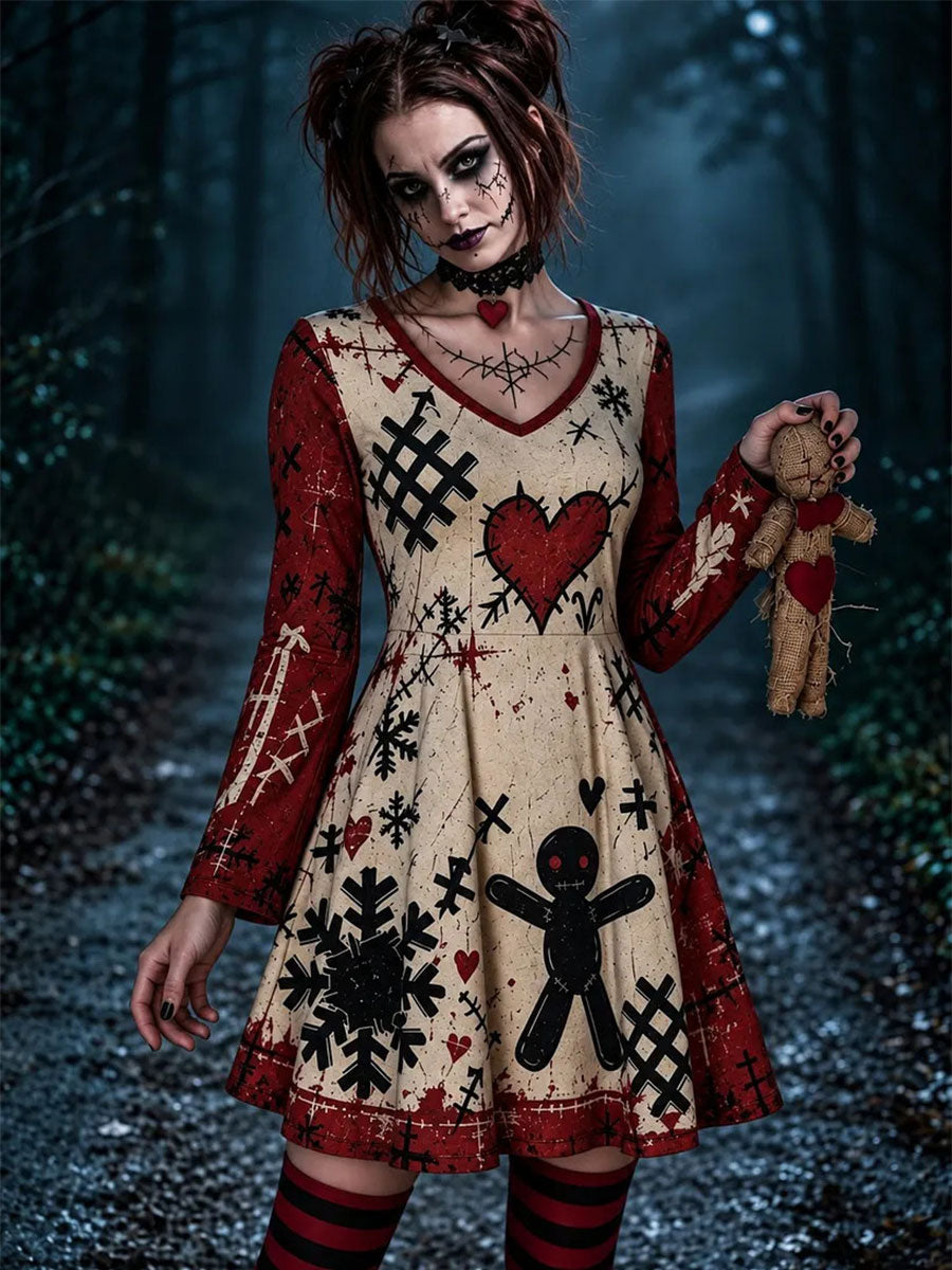 Women's Gothic Voodoo Doll Art Dress