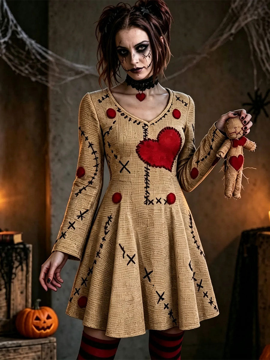 Women's Gothic Voodoo Doll Art Dress