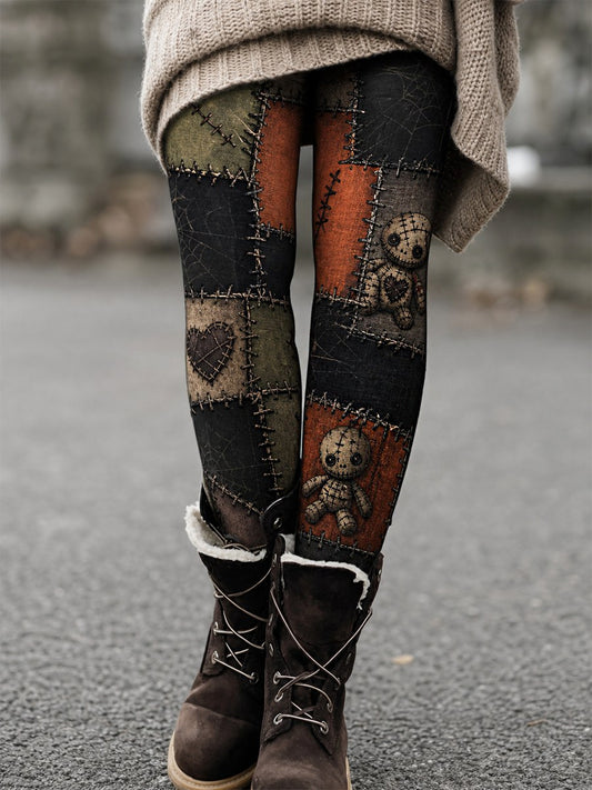 Women's Halloween Patchwork Print Leggings