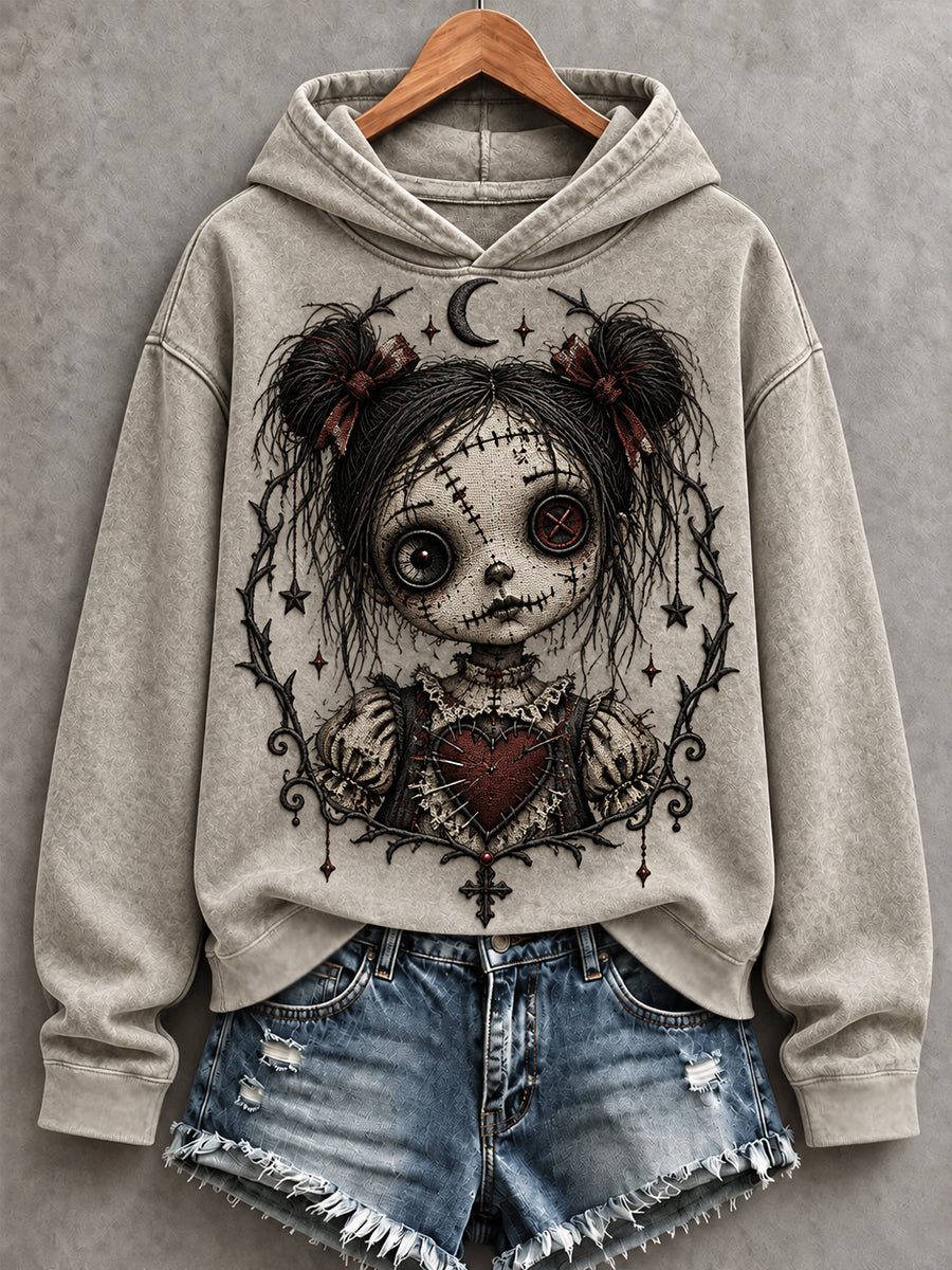 Women's Halloween Art Patchwork Print Casual Hoodie