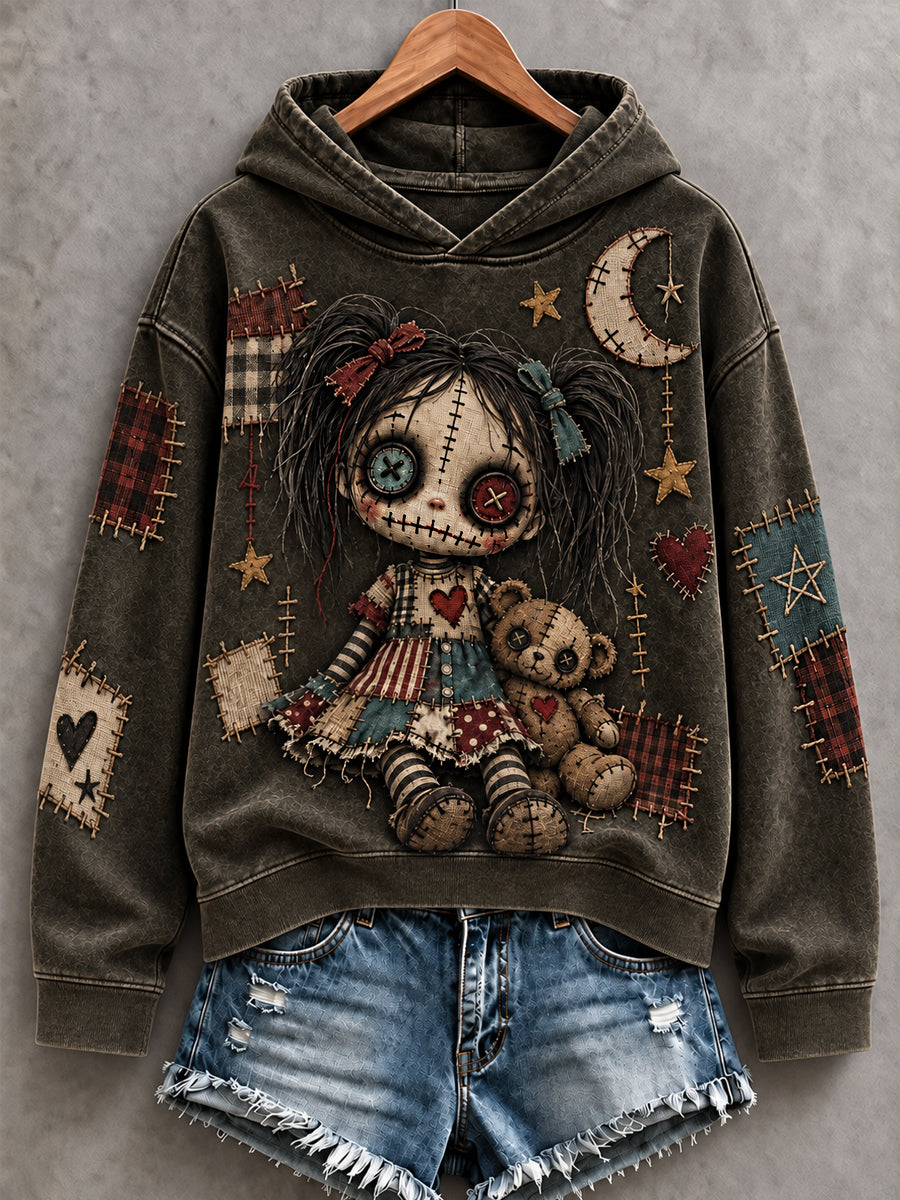 Women's Halloween Art Patchwork Print Casual Hoodie