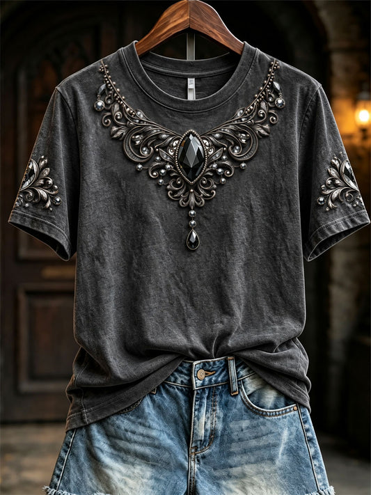 Women's Gothic-Style Jeweled Print T-Shirts