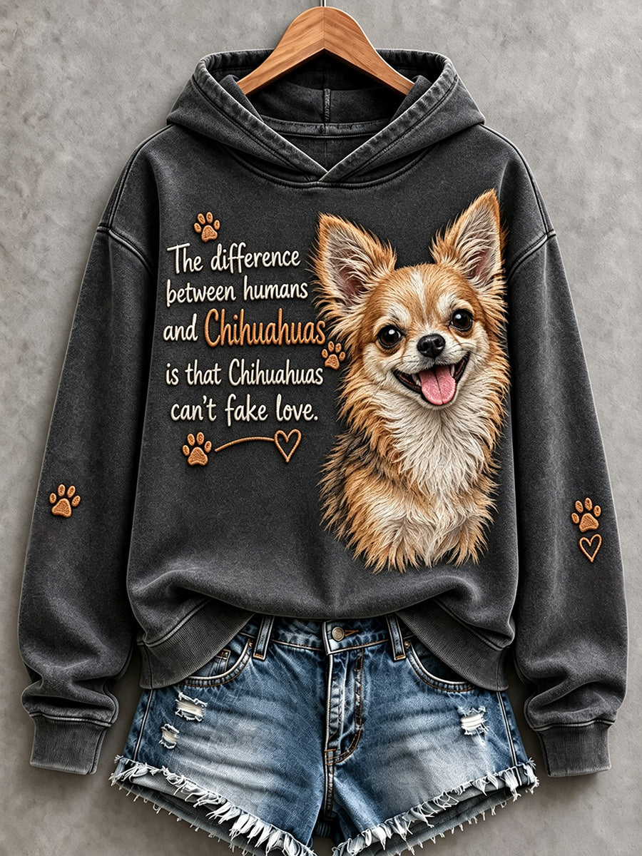 Women's Chihuahuas Can't Fake Love Cute Dog Print Comfy Hoodie