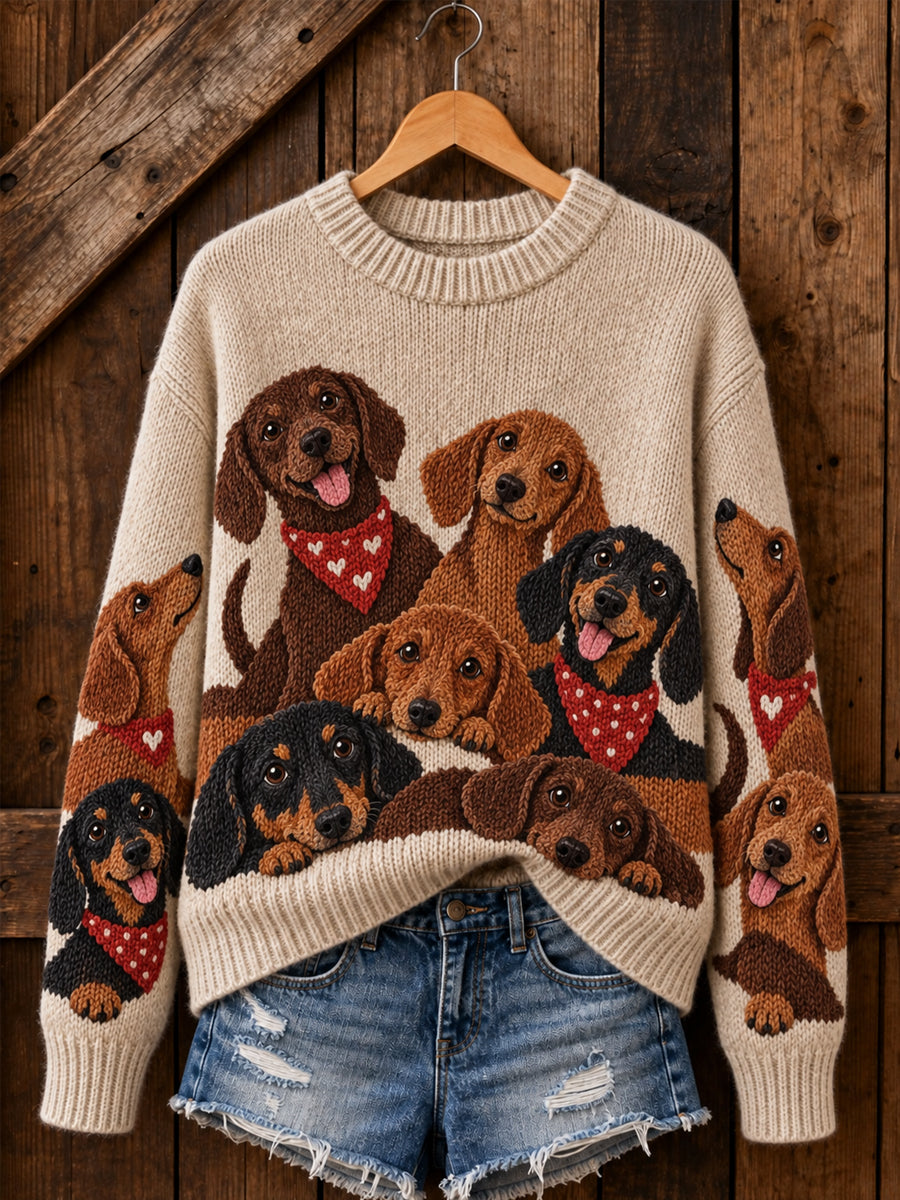 Women's Cute Dogs Print Dog Lovers Casual Sweater