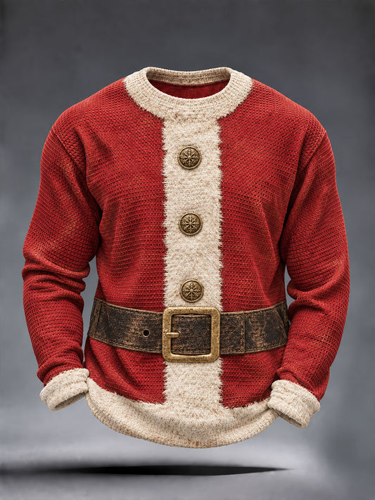 Men's Santa Claus Christmas Waffle Long Sleeve T-Shirt