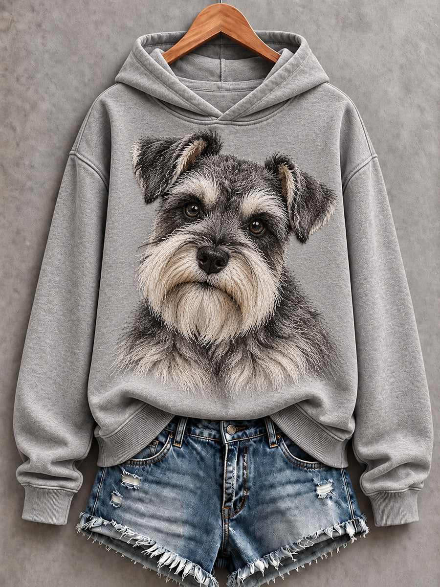 Women's Cute Schnauzer Print Comfy Hoodie