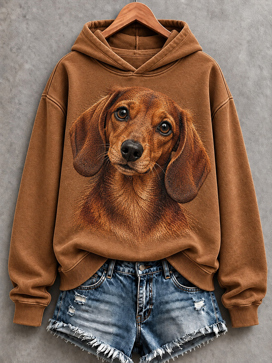 Women's Cute Dachshund Print Comfy Hoodie