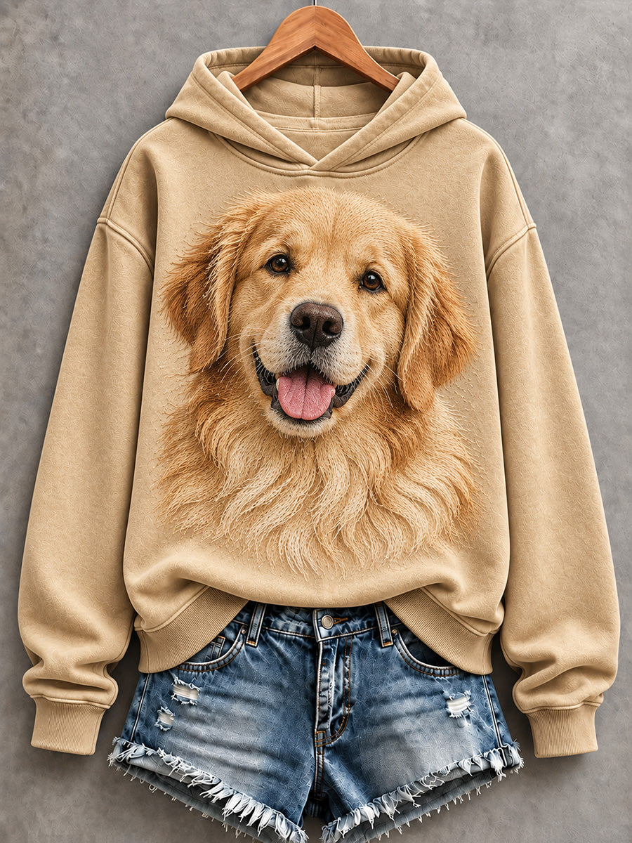 Women's Cute Golden Retriever Print Comfy Hoodie