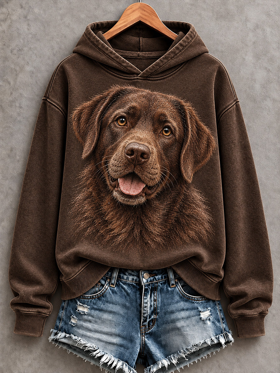 Women's Cute Chocolate Labrador Retriever Print Comfy Hoodie