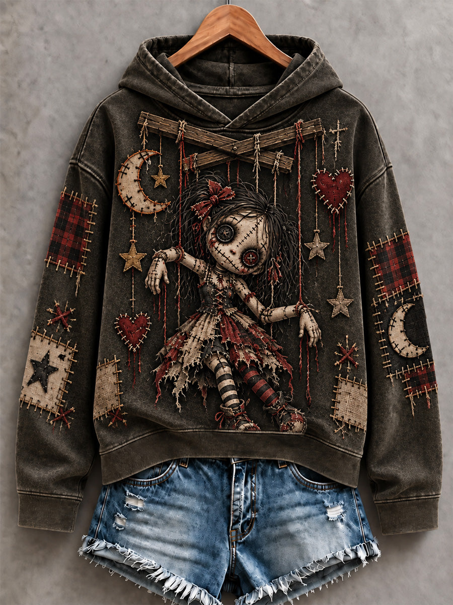 Women's Halloween Art Patchwork Print Casual Hoodie