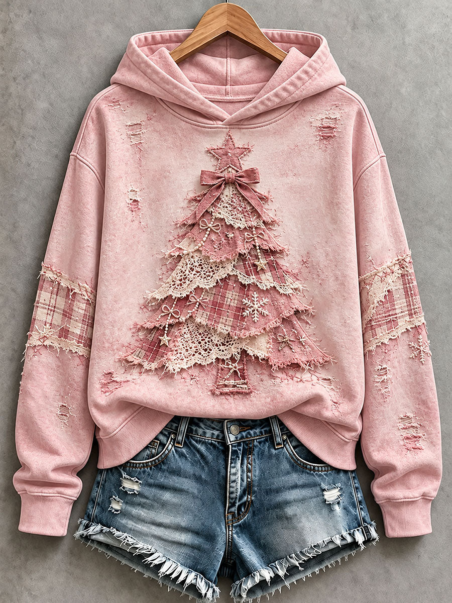 Women's Pink Christmas Tree Hoodie