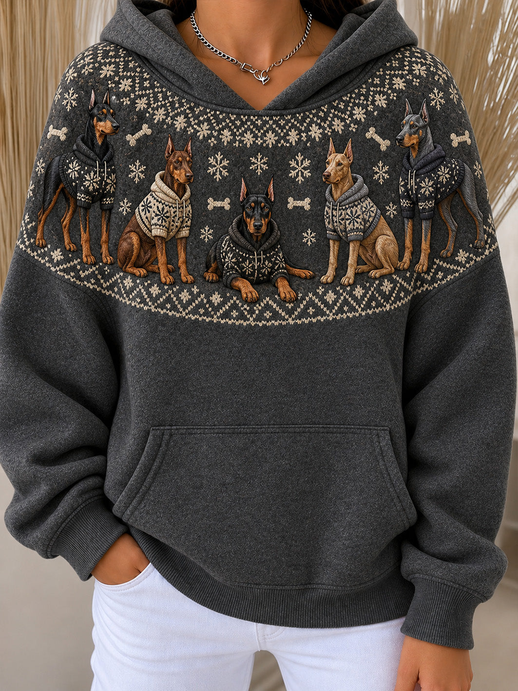 Women's Doberman Pinschers   Pattern Causal Hoodie
