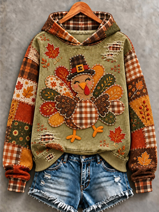Women's Thanksgiving Turkey Print Hoodie