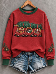 Women's Christmas Funny Dog Art Print Regular Sweatshirt