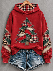Women's  Vintage Christmas Tree  Art Regular Hoodie