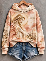 Women's Jesus Print Regular Sweatshirt