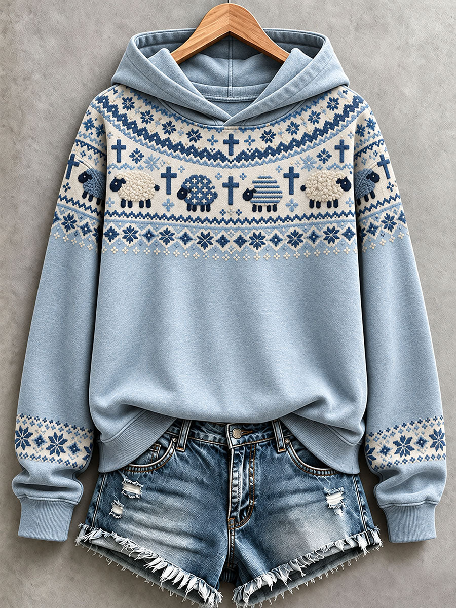 Women's Christian Sheep Print Hoodie