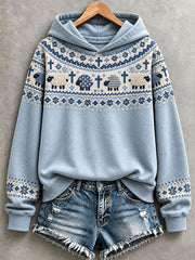 Women's Christian Sheep Print Hoodie