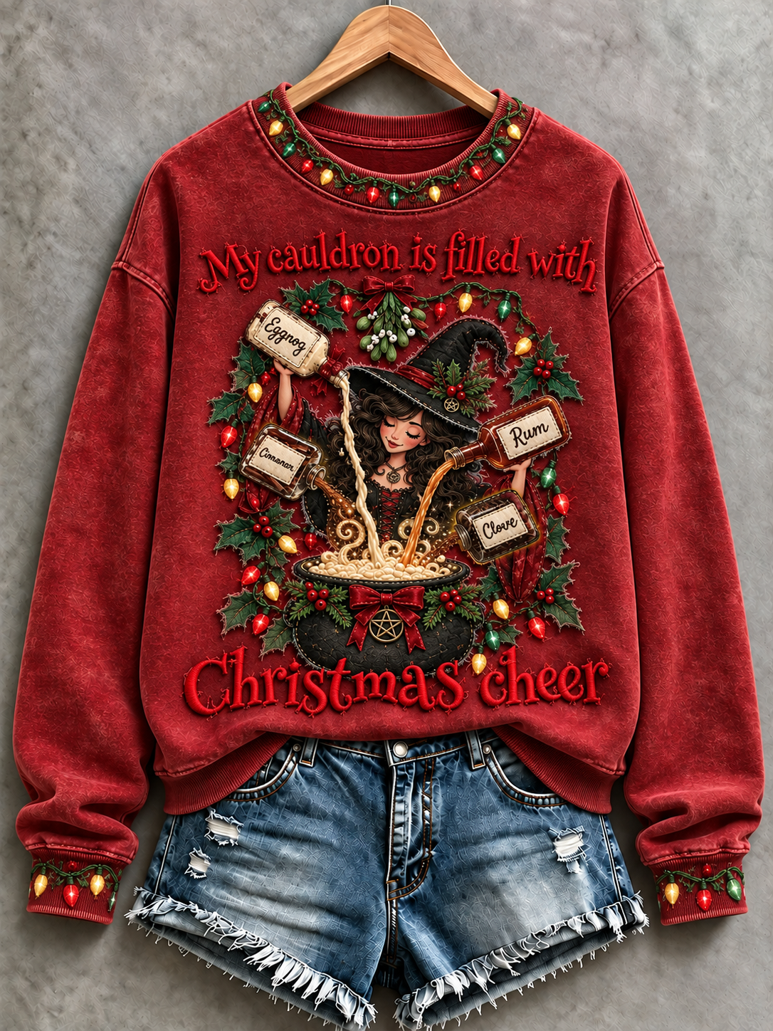 Women's A Witch Celebrates Christmas Regular Sweatshirt