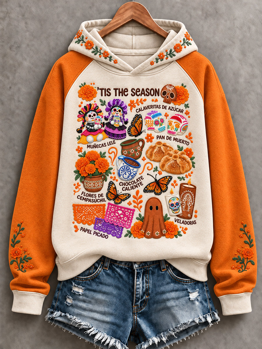 Women's Mexico Day of The Dead Floral Art Printed Hoodie