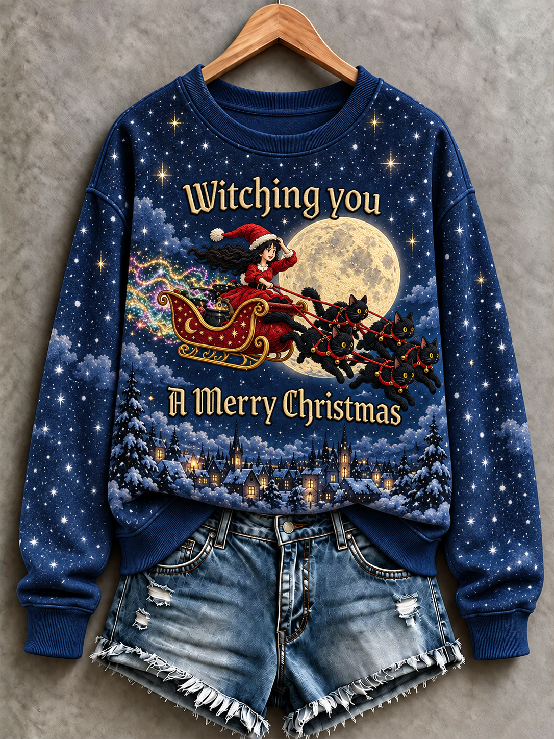 Women's A Witch Celebrates Christmas Regular Sweatshirt