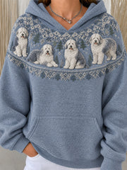 Women's Bobtail Dogs Pattern Causal Hoodie