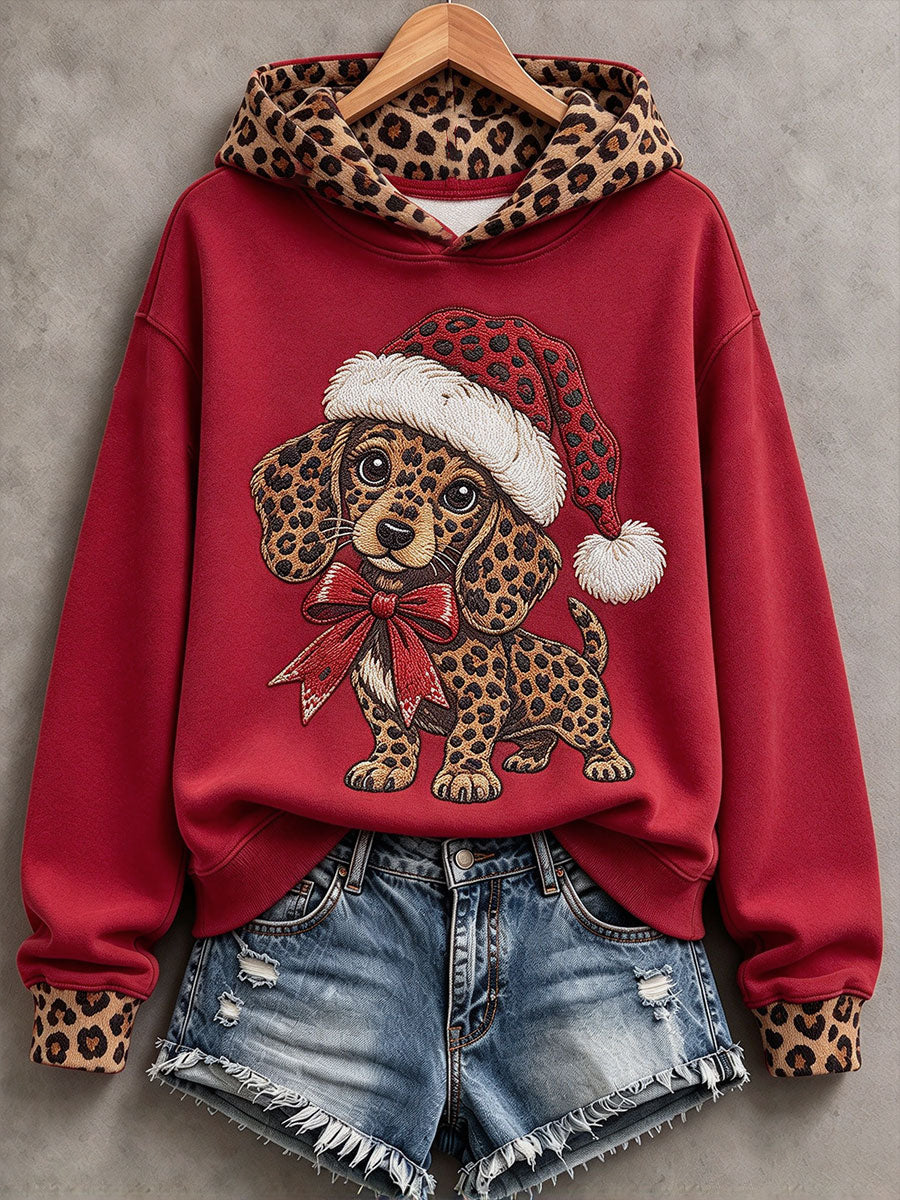 Women's Christmas Dachshund Print Casual Sweatshirt