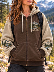 Women's Mountain Explorer Print Zip-Up Hoodie