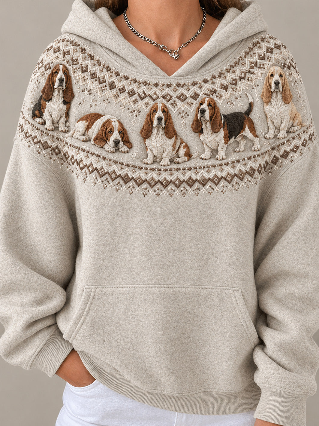 Women's Basset Hounds Pattern Causal Hoodie