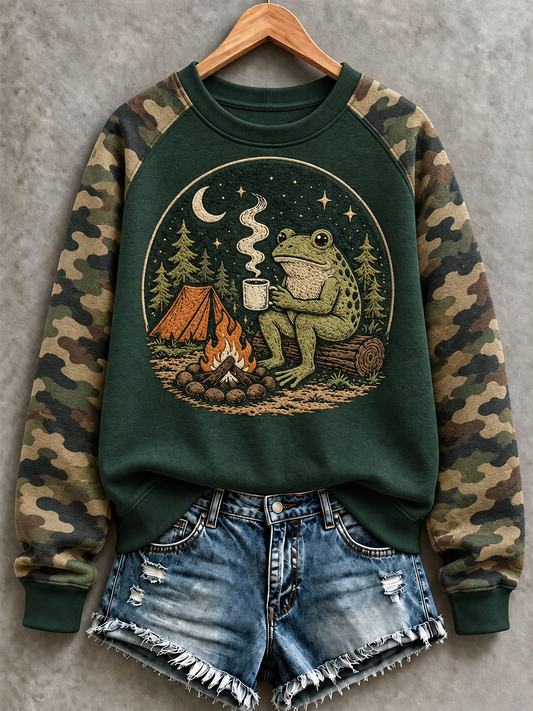 Women's Camping Raglan Sleeve Sweatshirt