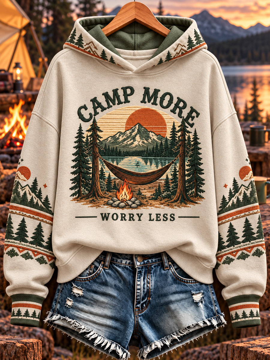 Women's Camping Print Sweatshirt