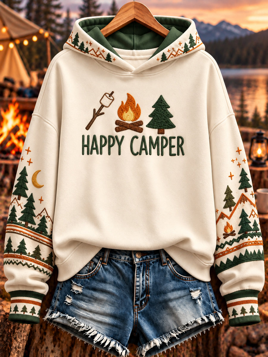 Women's Camping Print Sweatshirt