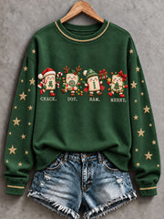 Women's Christmas Mahjong Print Casual Sweatshirt