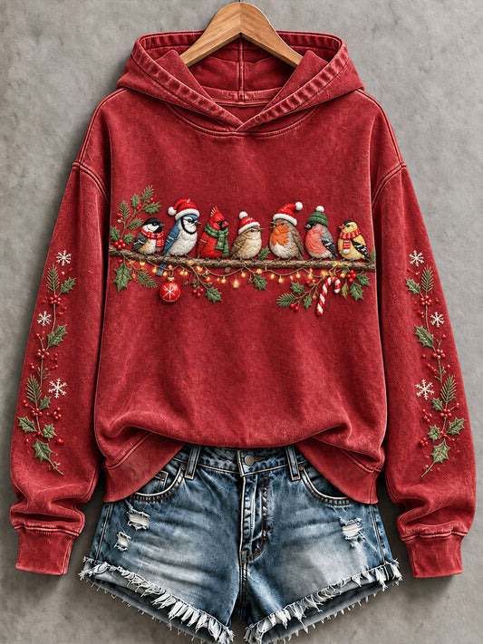 Women's Christmas Bird Print Casual Sweatshirt