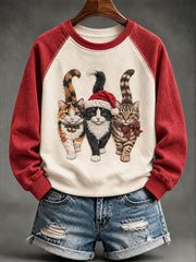 Women's Christmas Cat Print Casual Sweatshirt