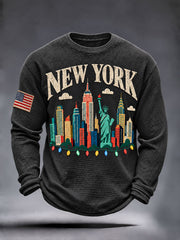 Men's New York  Christmas Waffle Long Sleeve T-Shirt