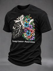 Men's Lung Cancer Awareness Print Short Sleeve T-shirt