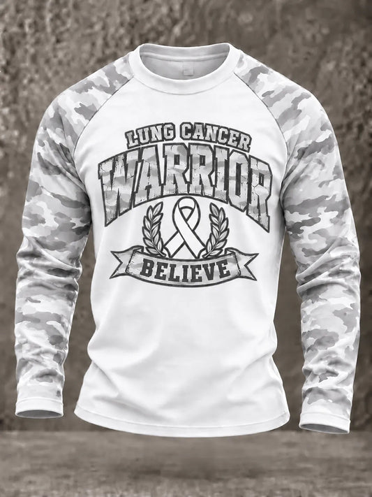 Men's Lung Cancer Awareness Print Long Sleeve T-shirt