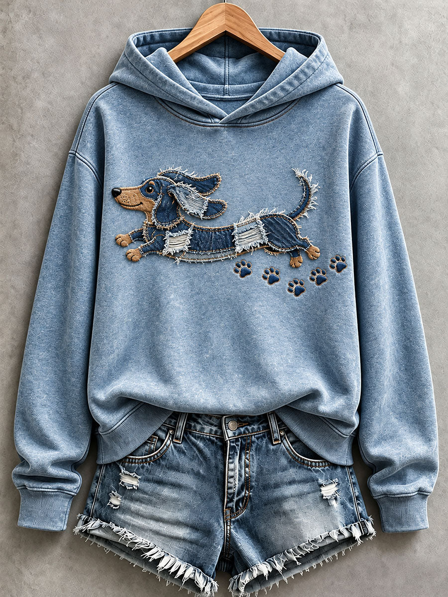 Women's Lovely Dachshund Patchwork Art Hoodie