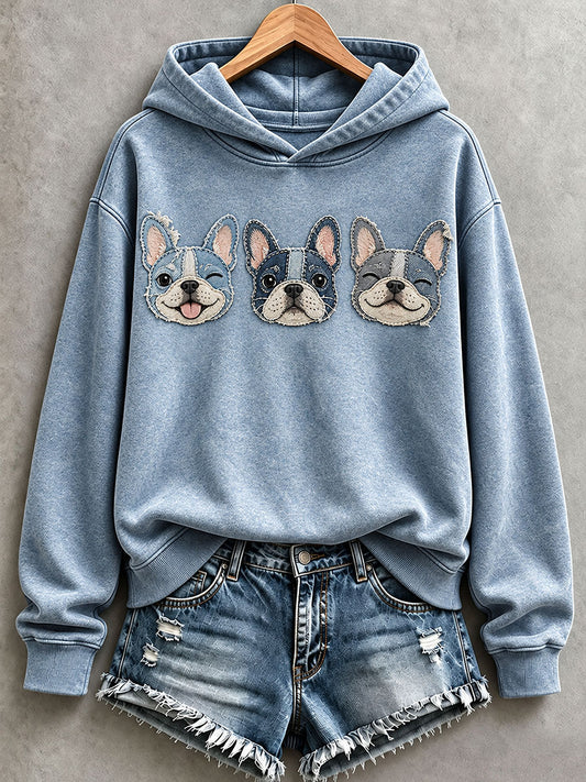 Women’s Lovely French Bulldog Patchwork Art Hoodie